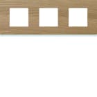 Hager - Plaque de finition Gallery 3 postes horizontale Oak wood entraxe 71 mm