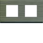 Hager - Plaque de finition Gallery 2 postes Grey wood horizontale entraxe 71 mm