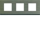 Hager - Plaque de finition gallery 3 postes horizontale Grey wood entraxe 71 mm