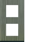 Hager - Plaque de finition Gallery 2 postes Grey wood verticale entraxe 71 mm