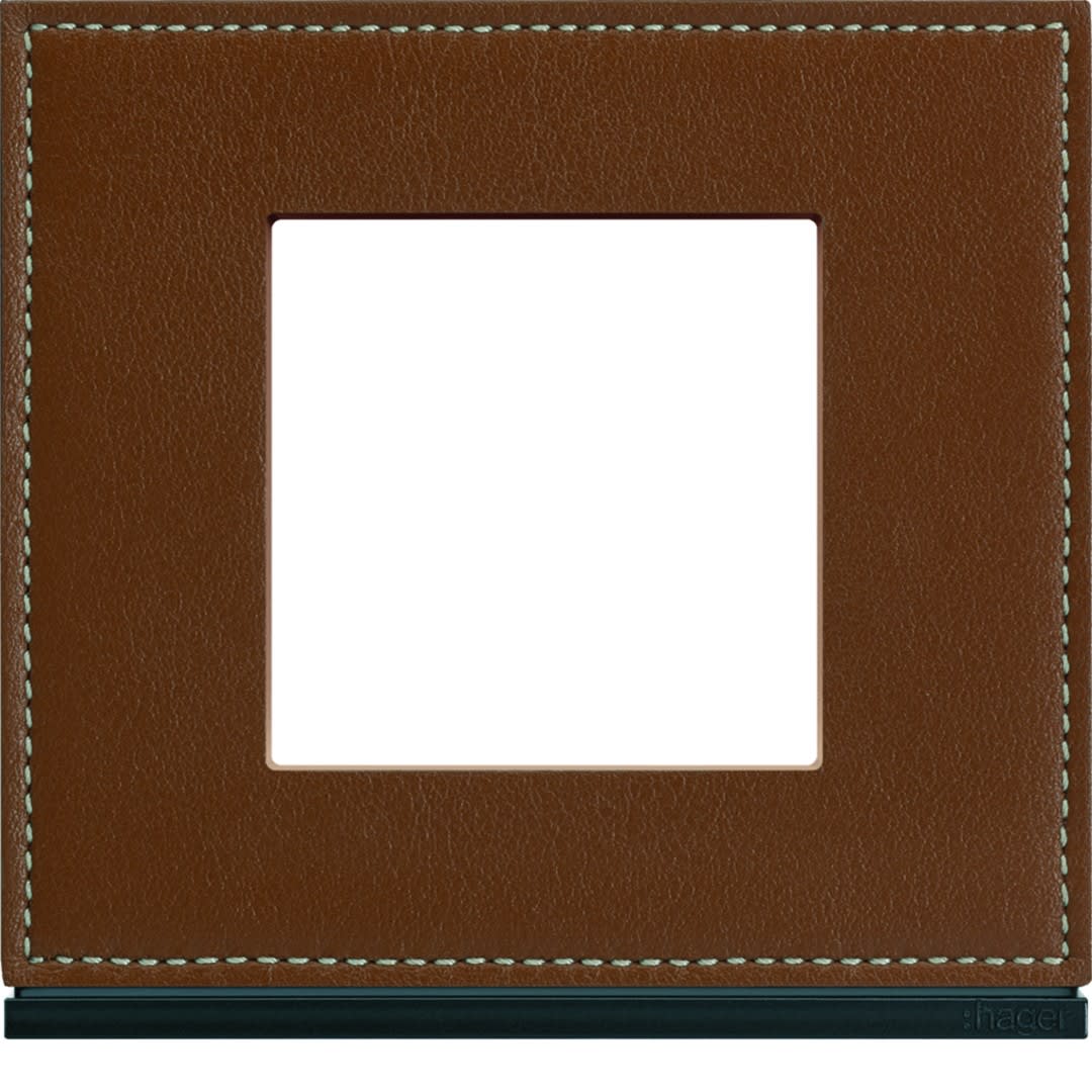 Hager - Plaque gallery 1 poste matiere coffee leather