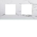 Hager - Plaque gallery 2 postes horizontale 71 mm cloud stone, marbre blanc brillant