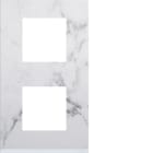 Hager - Plaque gallery 2 postes verticale 71 mm cloud stone, marbre blanc brillant