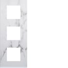 Hager - Plaque gallery 3 postes verticale 71 mm cloud stone, marbre blanc brillant
