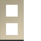 Hager - Plaque gallery 2 postes verticale 71 mm solar alu, aluminium or brossé