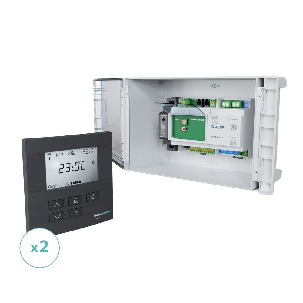 BAILLINDUSTRIE - Kit de régulation à 2 zones thermostats Anthracites comprenant :
