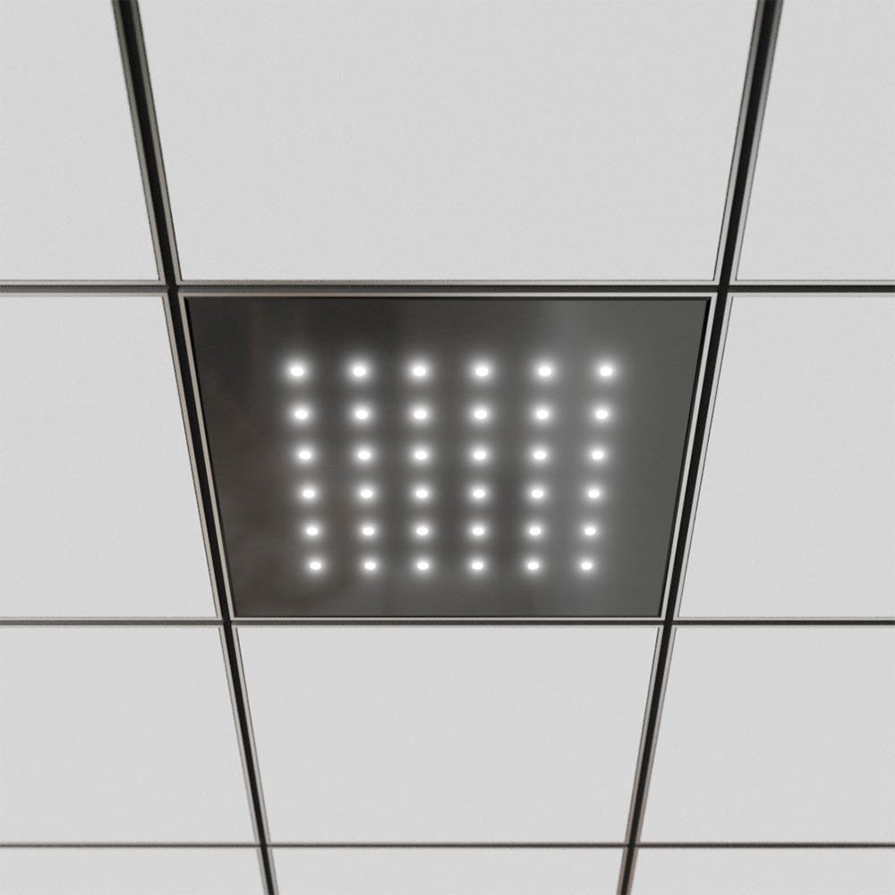 BAILLINDUSTRIE - Dalle lumineuse à LED blanches de 600x600 mm CASSIOPEE, finition Noire