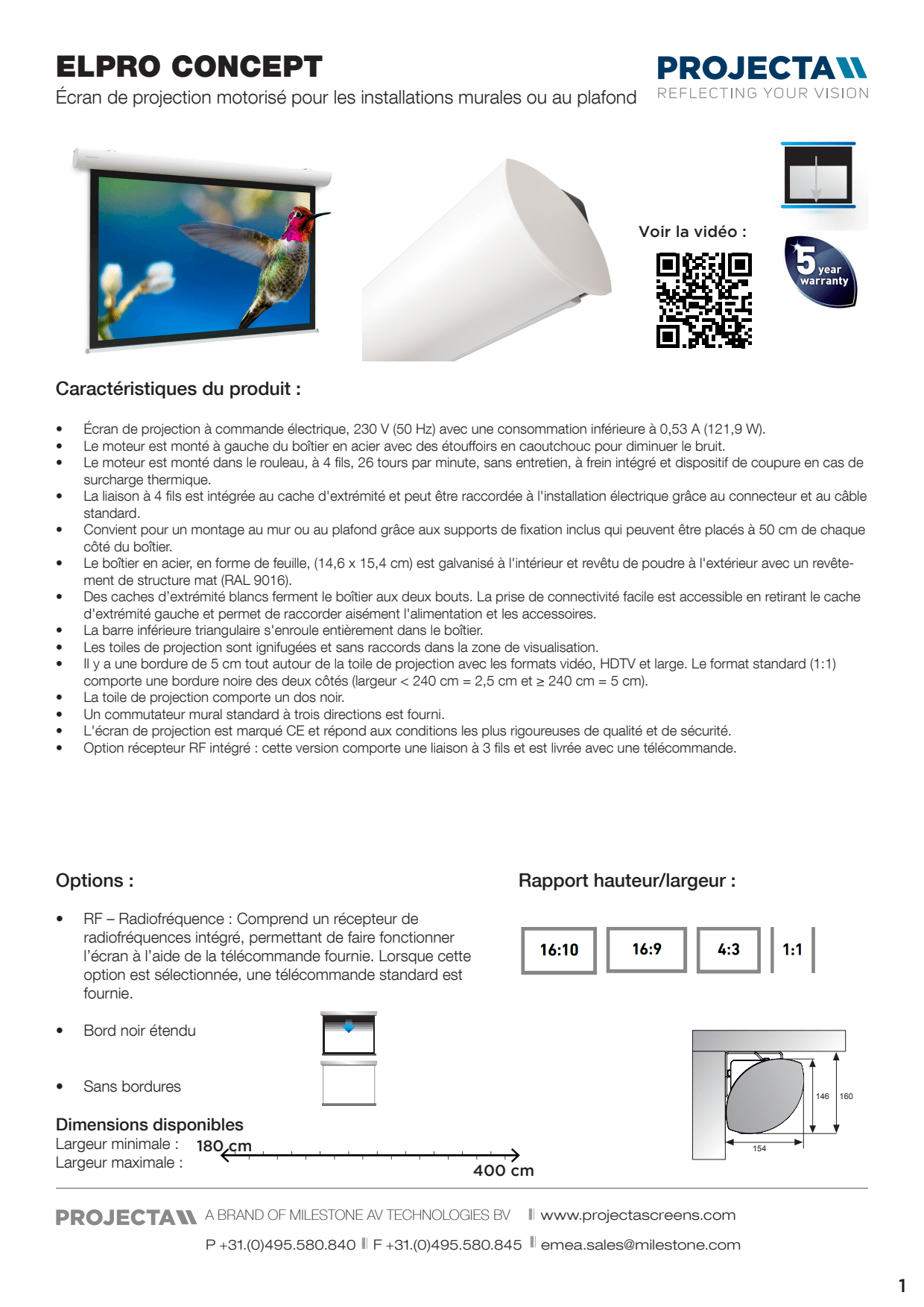 Sidev - Ecran electrique Elpro