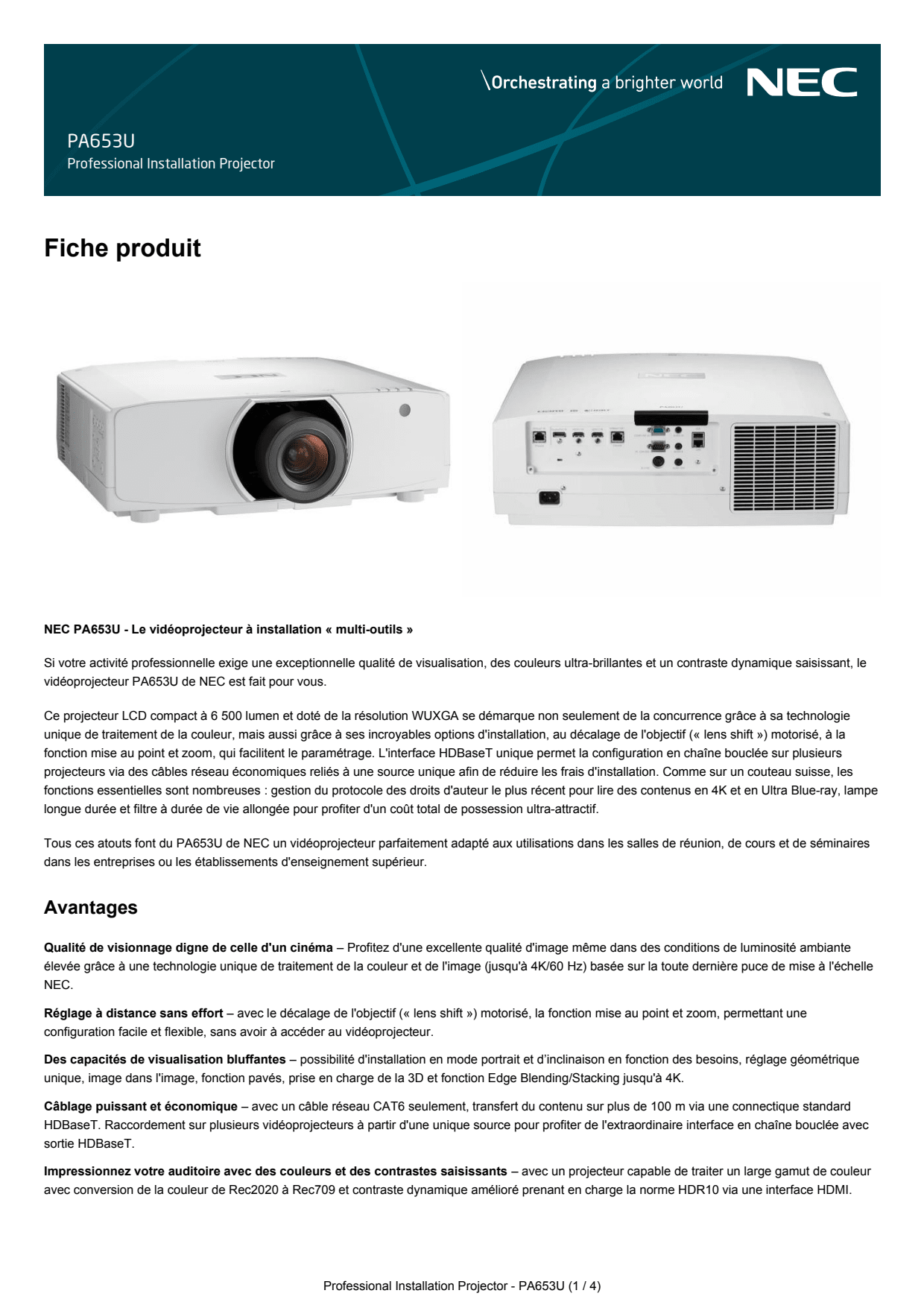 Sidev - Videoprojecteur 6500 Lu