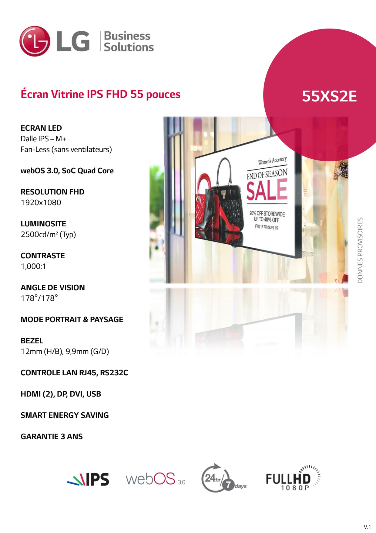 Sidev - 55'' FHD 2500 cd-mes