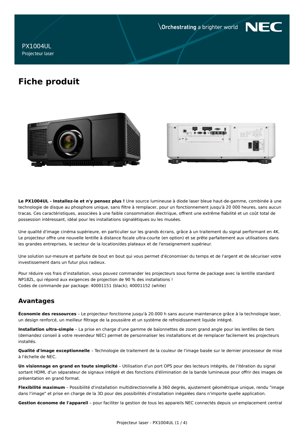 Sidev - Videoprojecteur Laser 10 000 l