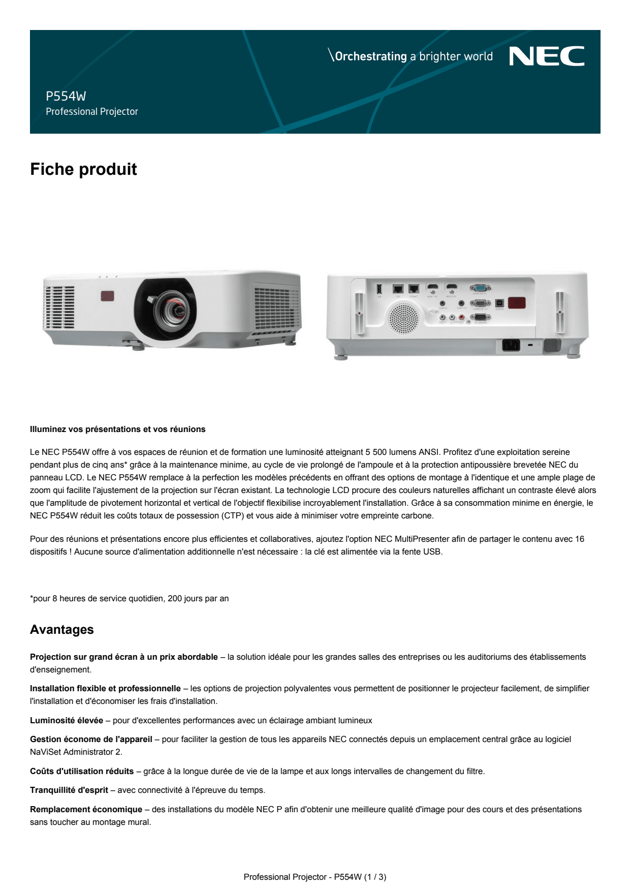 Sidev - Videoprojecteur 5500 Lu