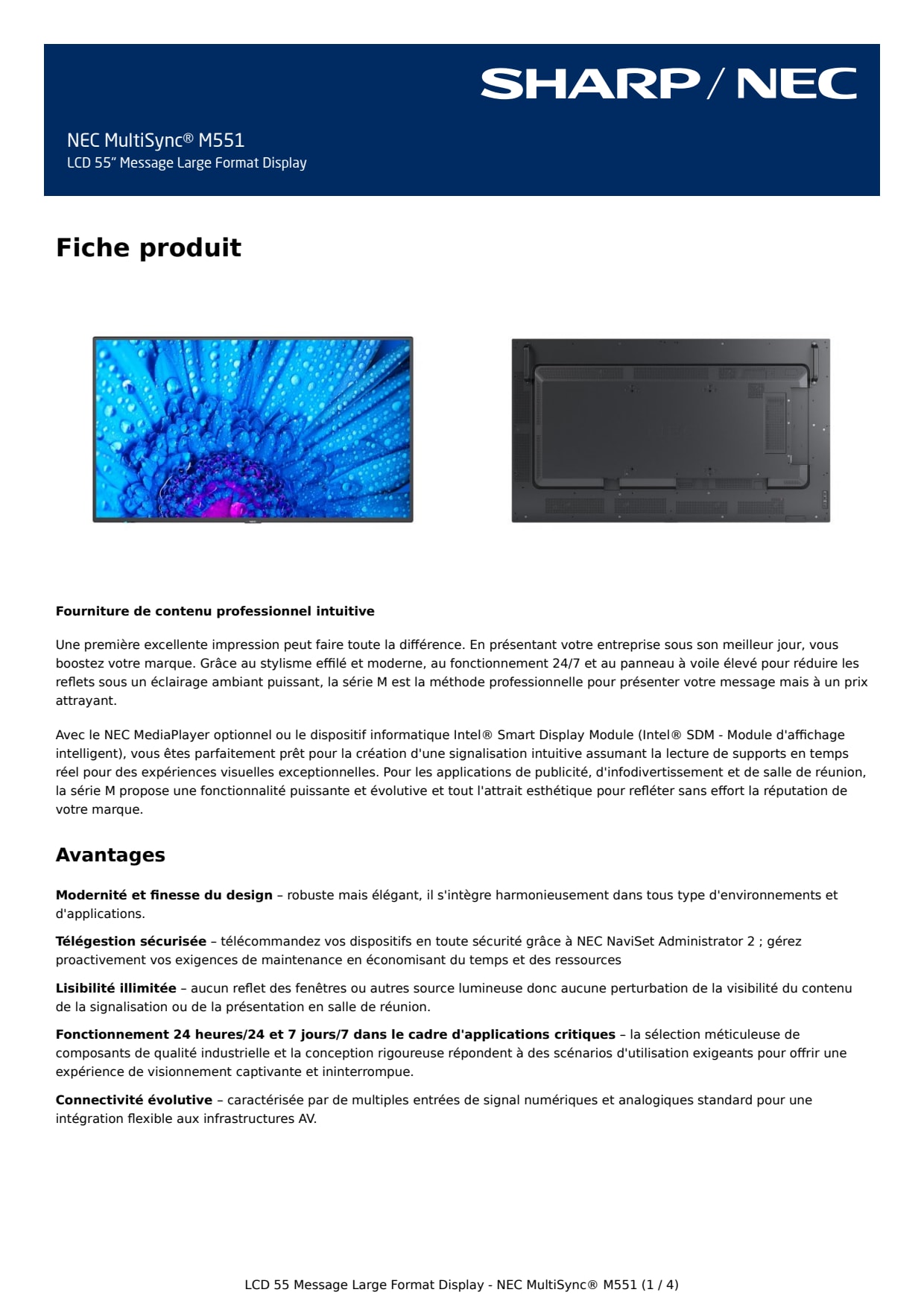 Sidev - NEC MultiSync M551 LCD 55t