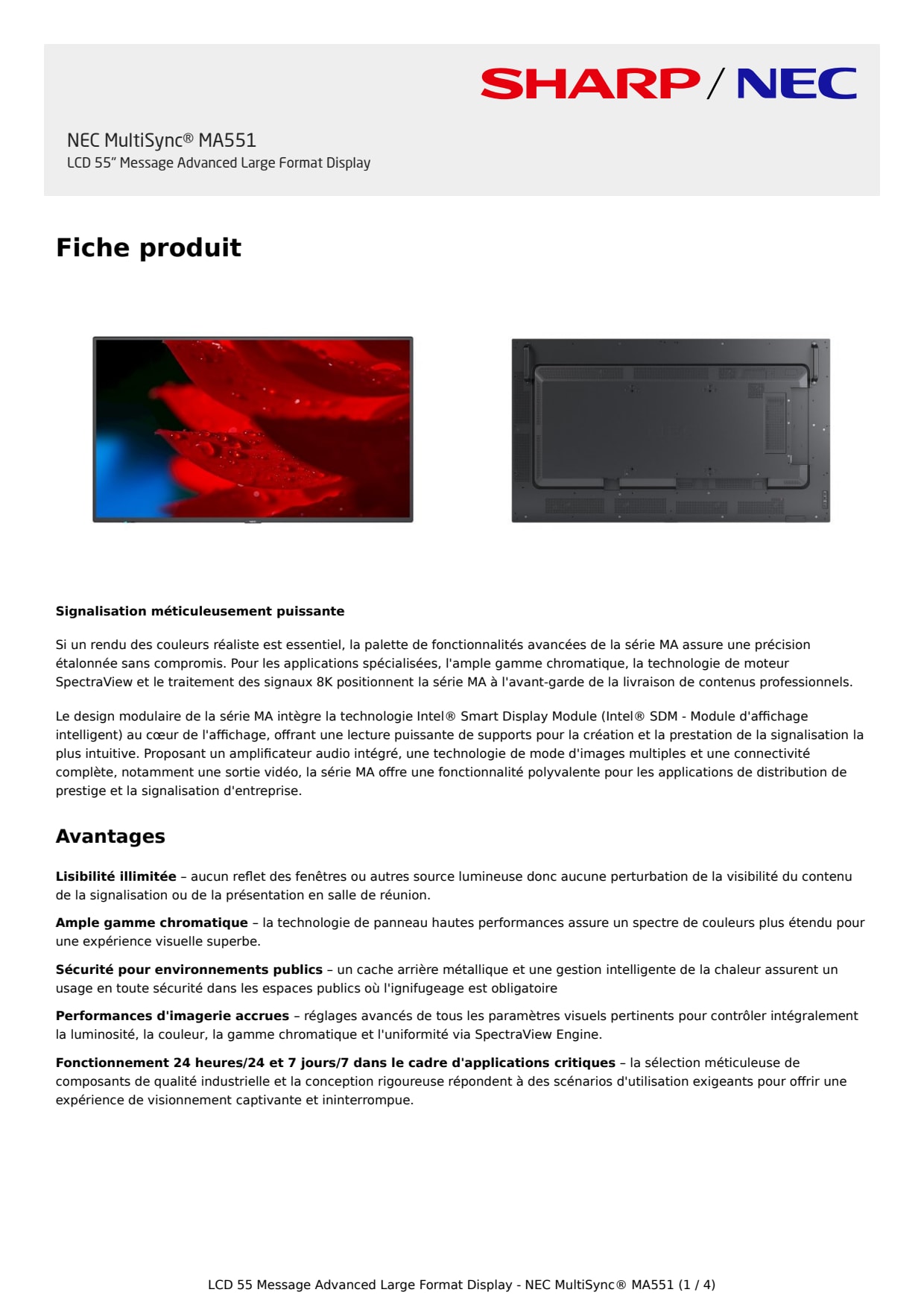 Sidev - NEC MultiSync- MA551 LCD