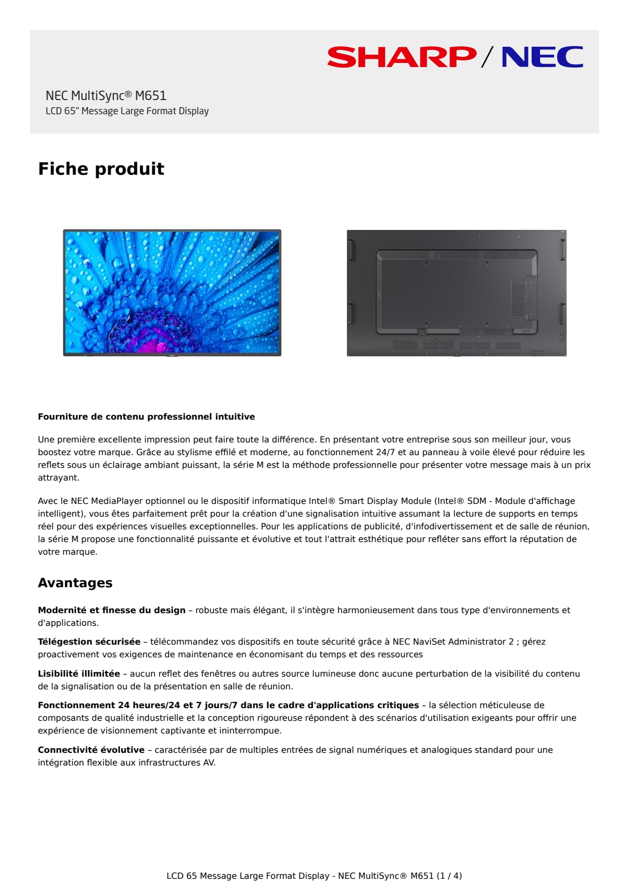 Sidev - NEC MultiSync M651 LCD 65t