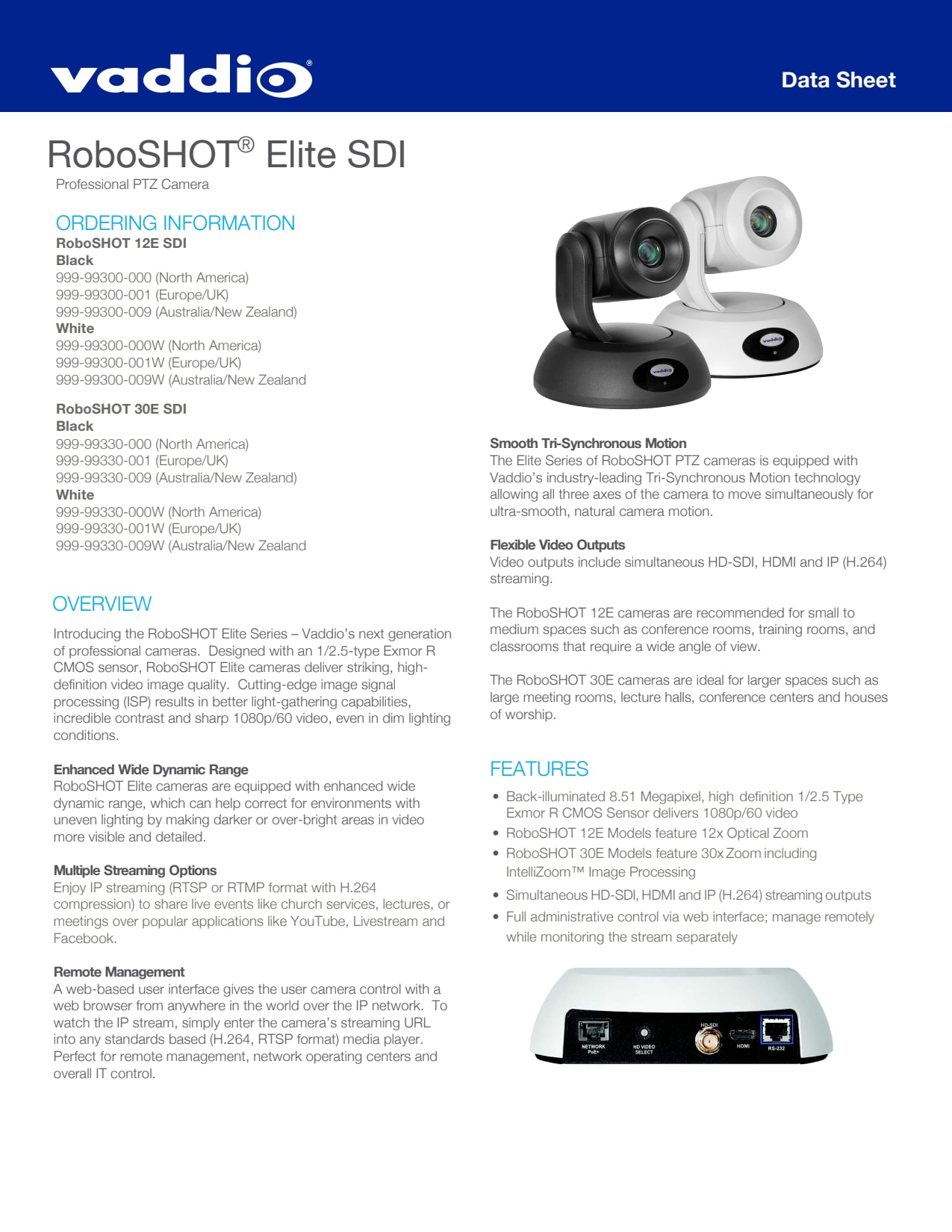 Sidev - La RoboSHOT30E est une came