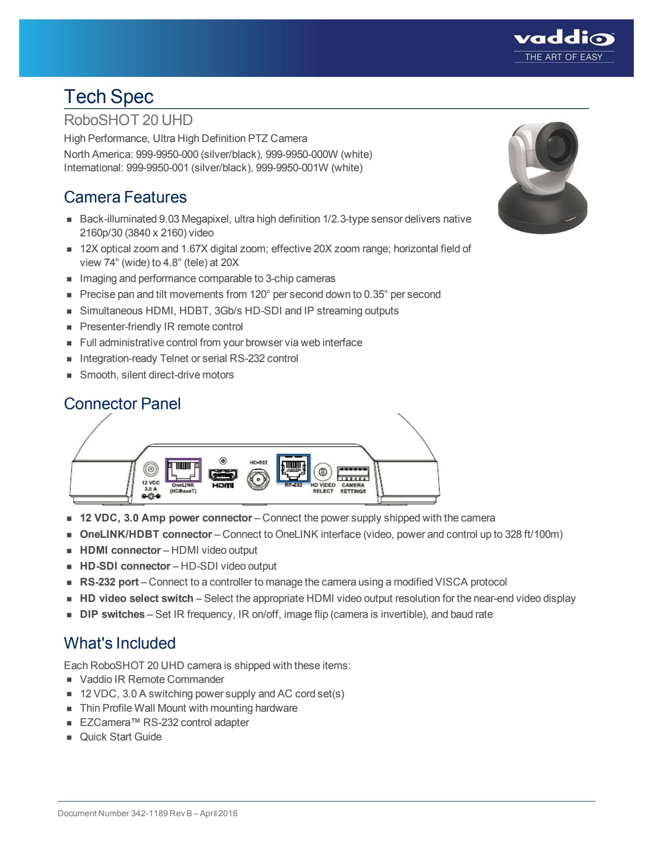 Sidev - Camera PTZ Ultra HD (4K