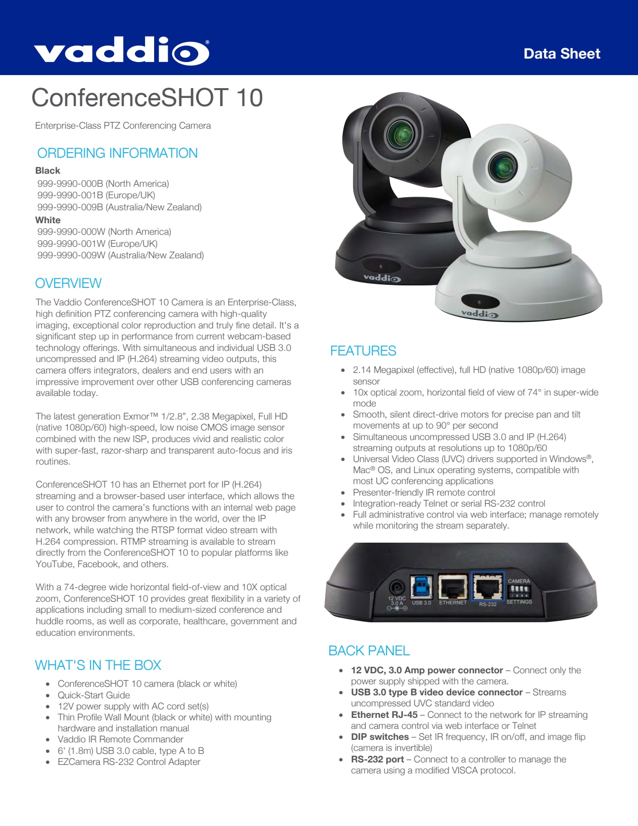 Sidev - Le Vaddio ClearSHOT 10 USB s