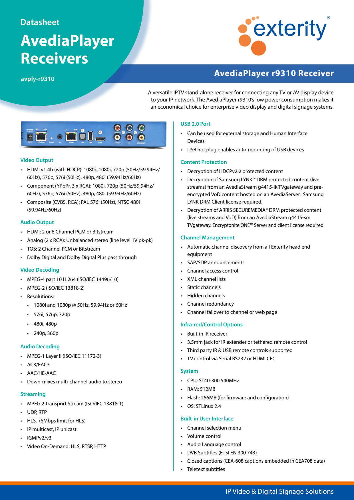 Sidev - Recepteur AvediaPlayer