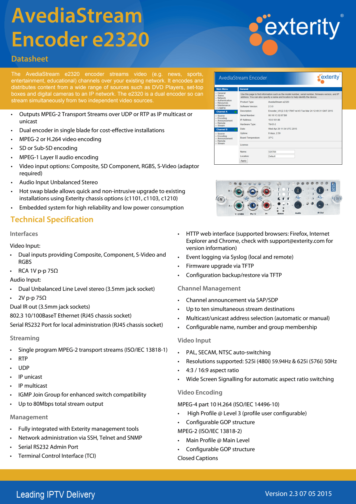Sidev - AvediaStream e2320 dual channe