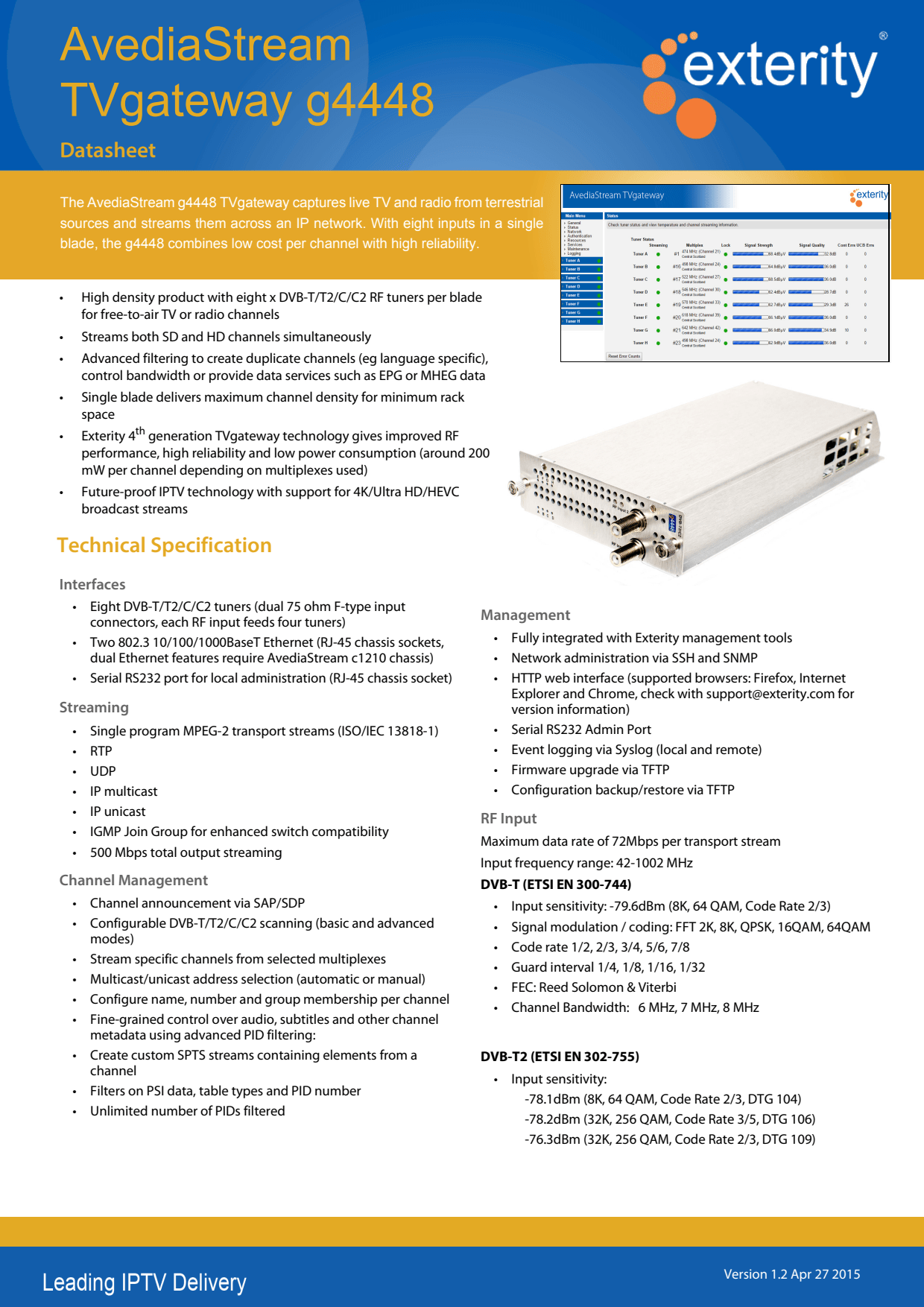 Sidev - AvediaStream g4448 TV gateway