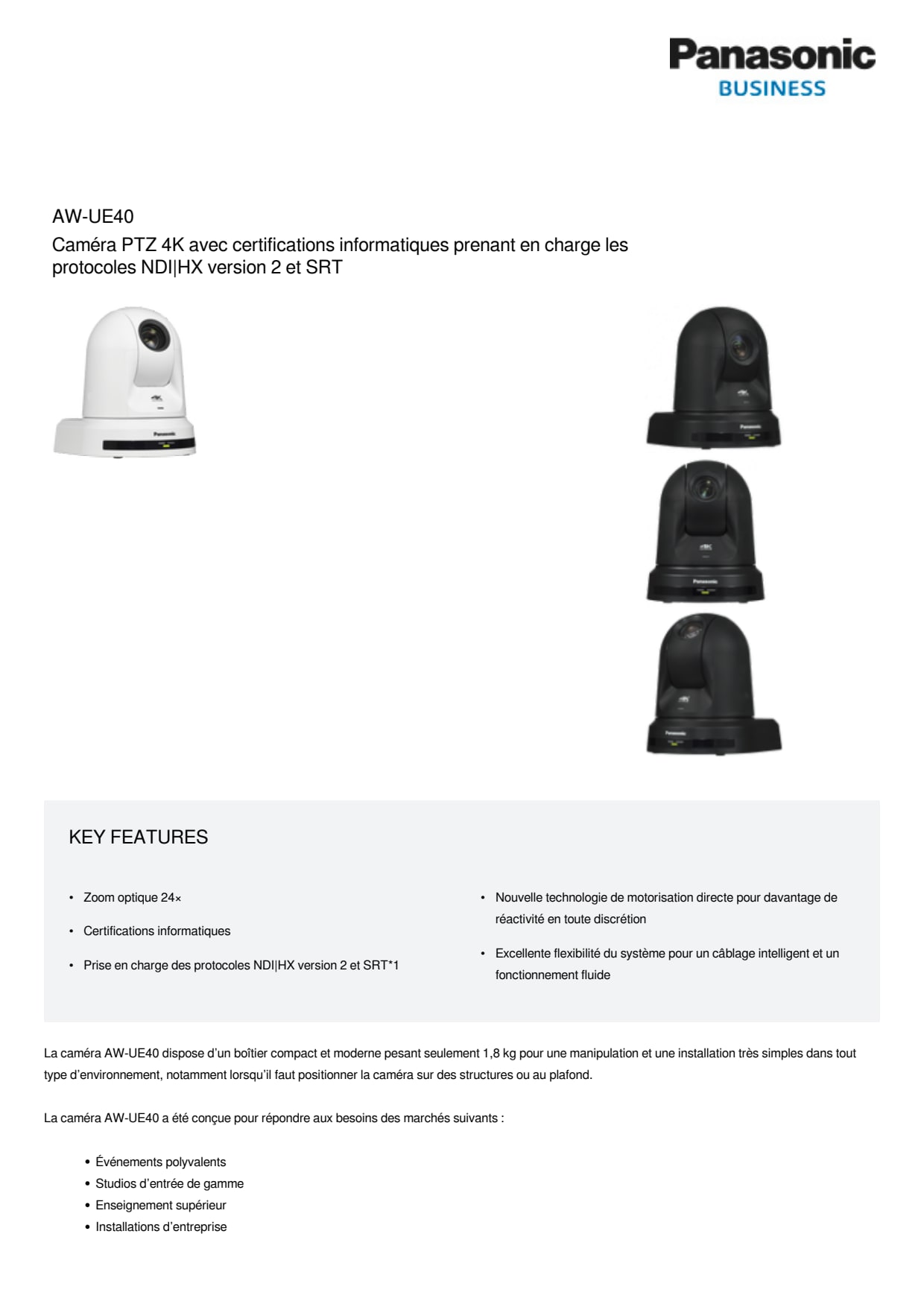 Sidev - Camera PTZ 4K avec cert