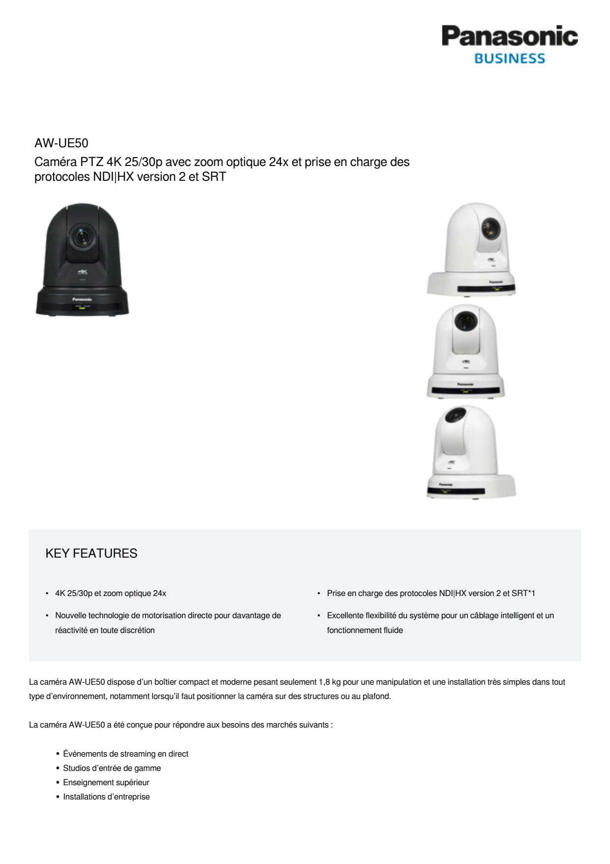 Sidev - Camera PTZ 4K 25-30p av