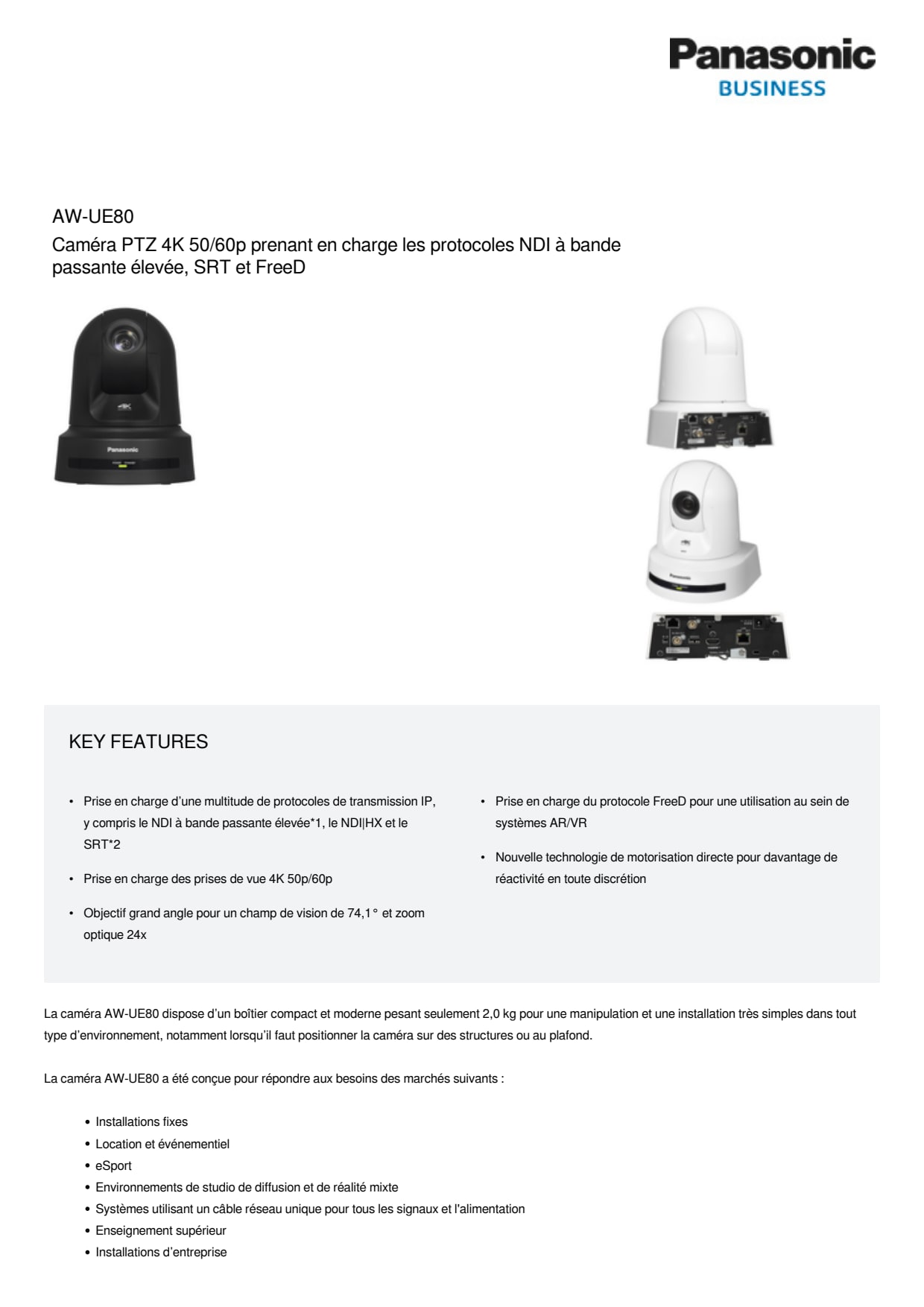 Sidev - Camera PTZ 4K 50-60p pr
