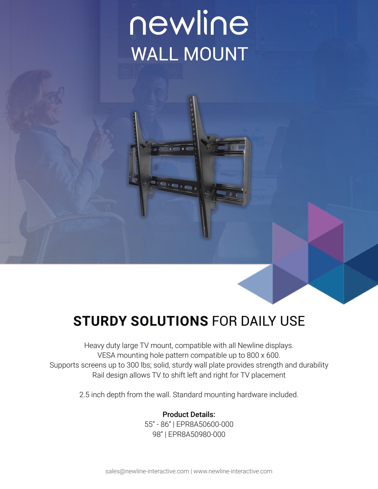 Sidev - Support mural Newline pour e