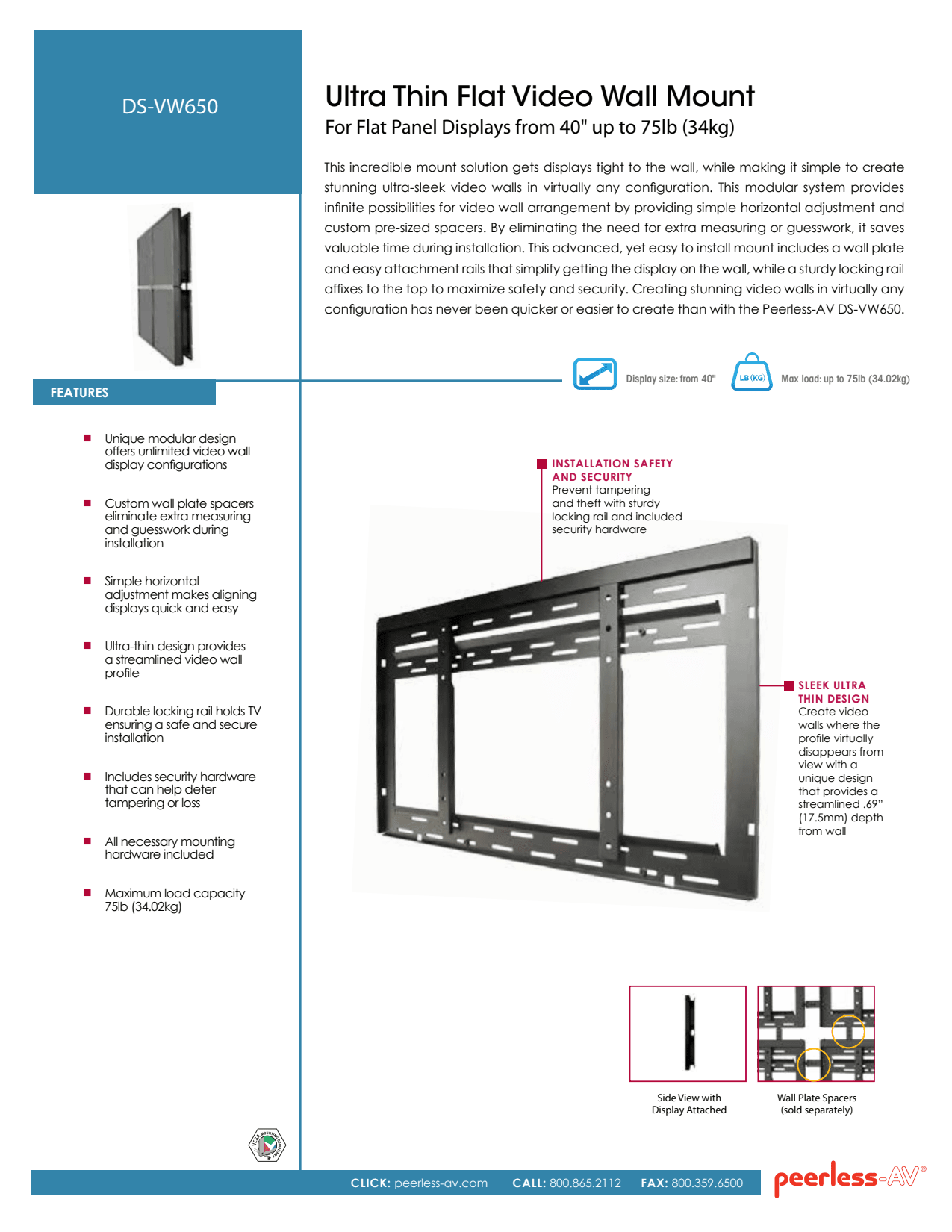 Sidev - Support LFD mur d'image V