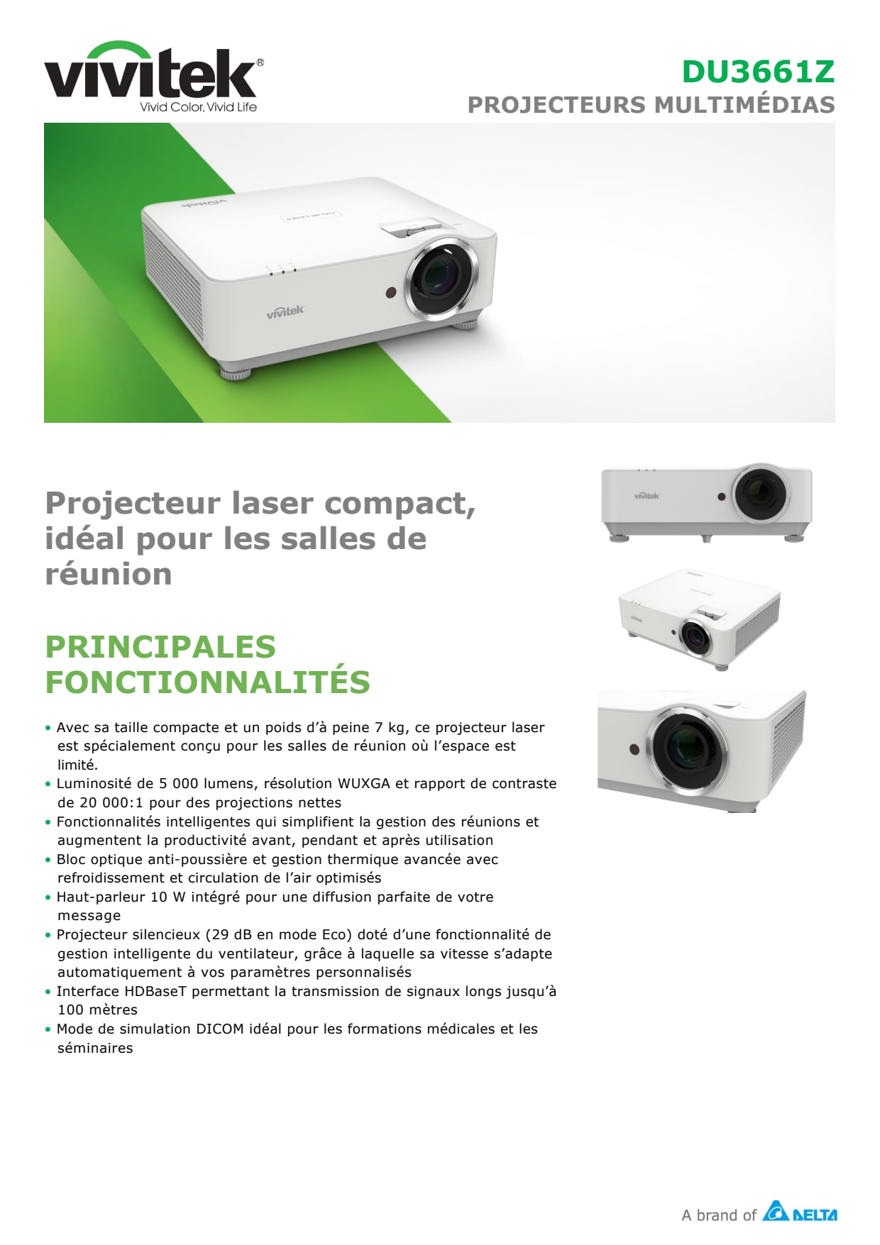 Sidev - Projecteur DLP laser 5000lm WU
