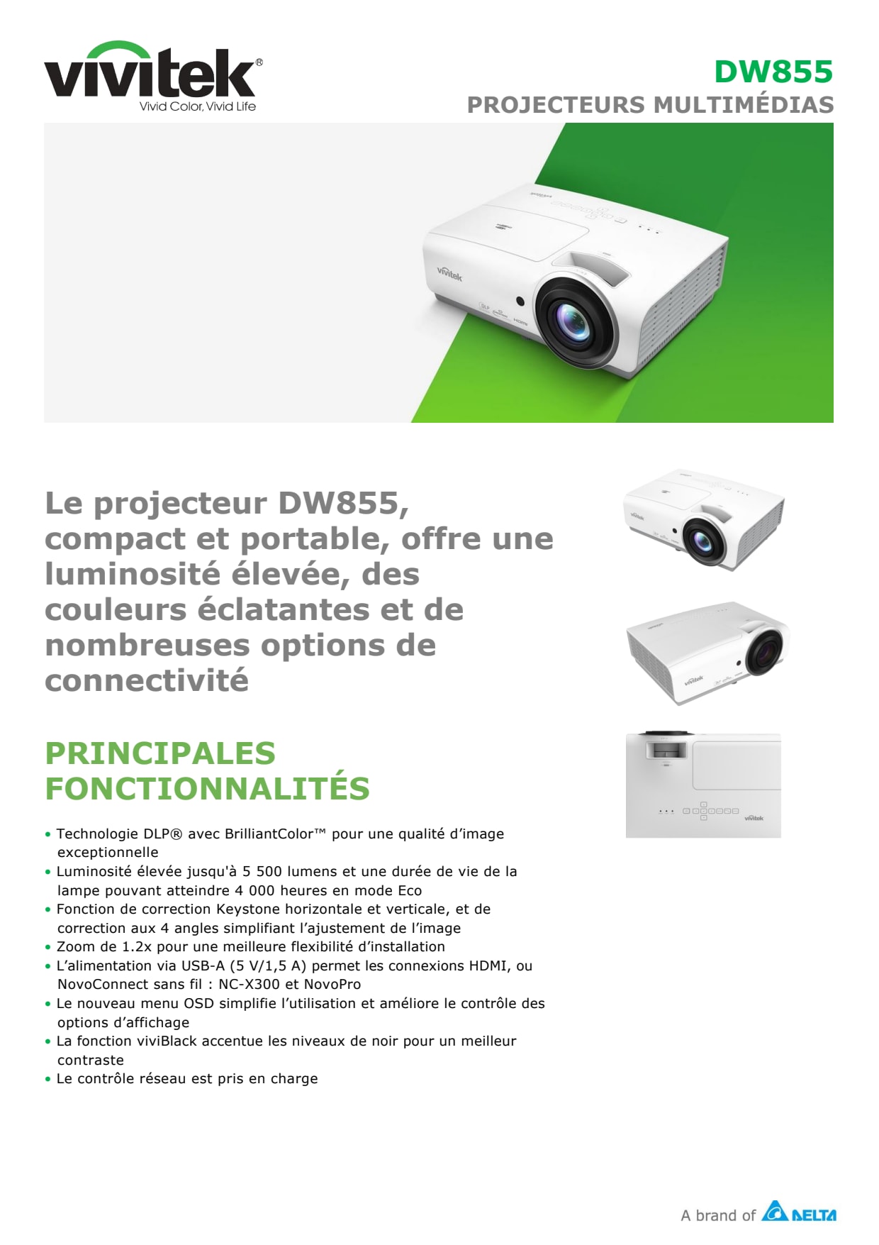 Sidev - Le projecteur DW855 compact et