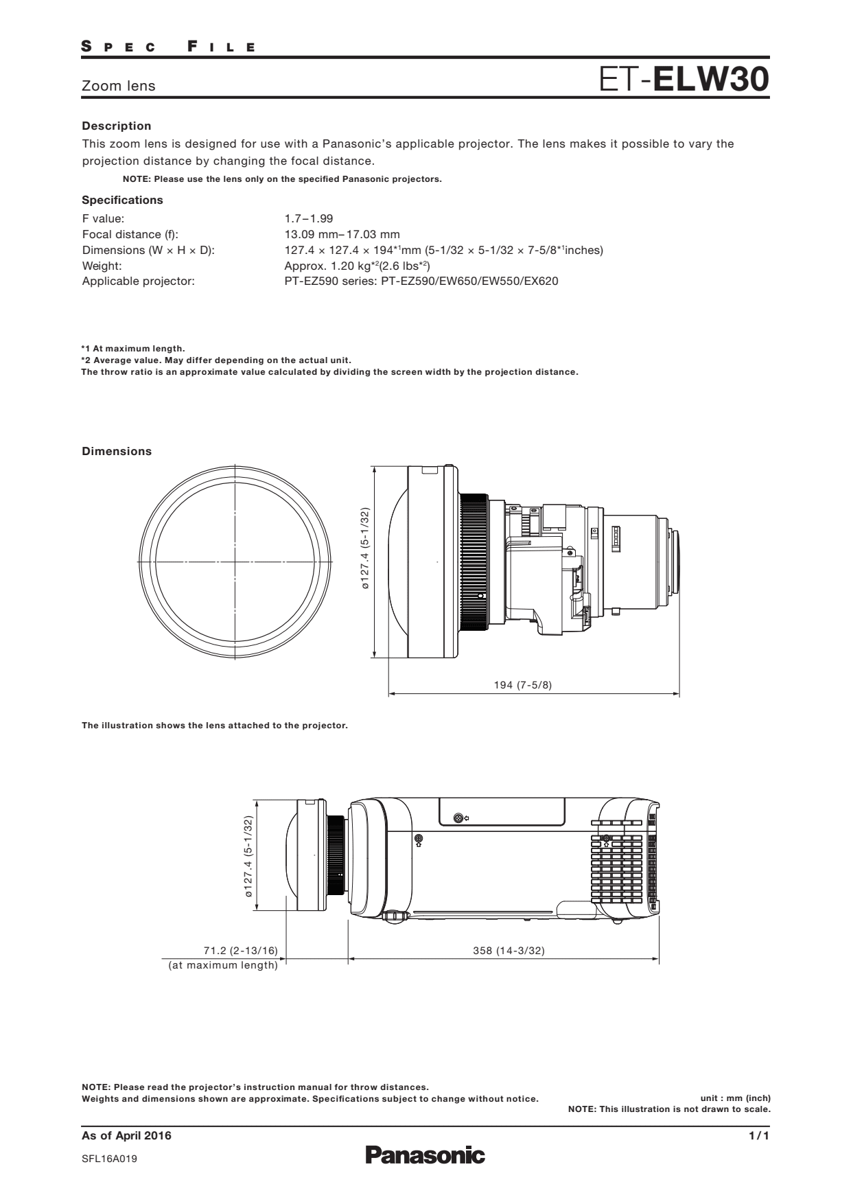 Sidev - Optique 0.92-1.2:1