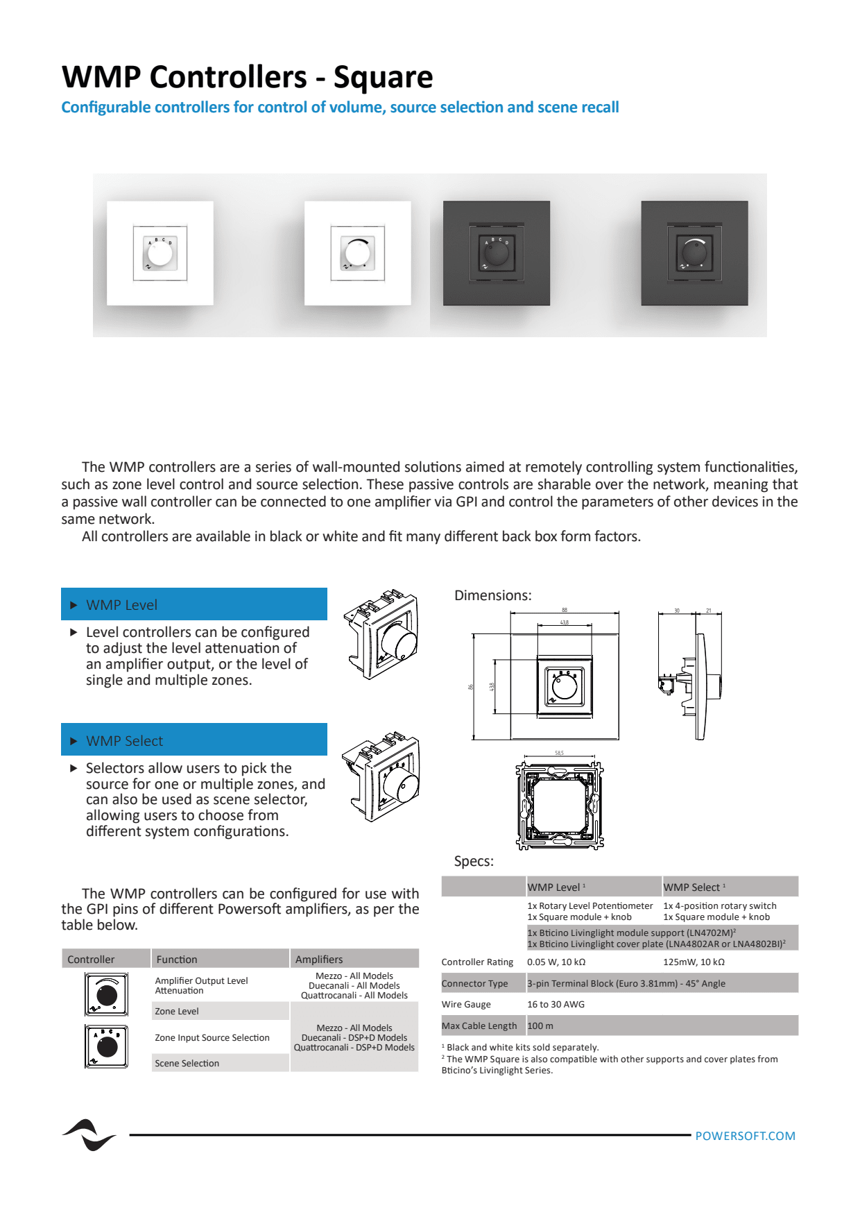 Sidev - Platine murale selectio