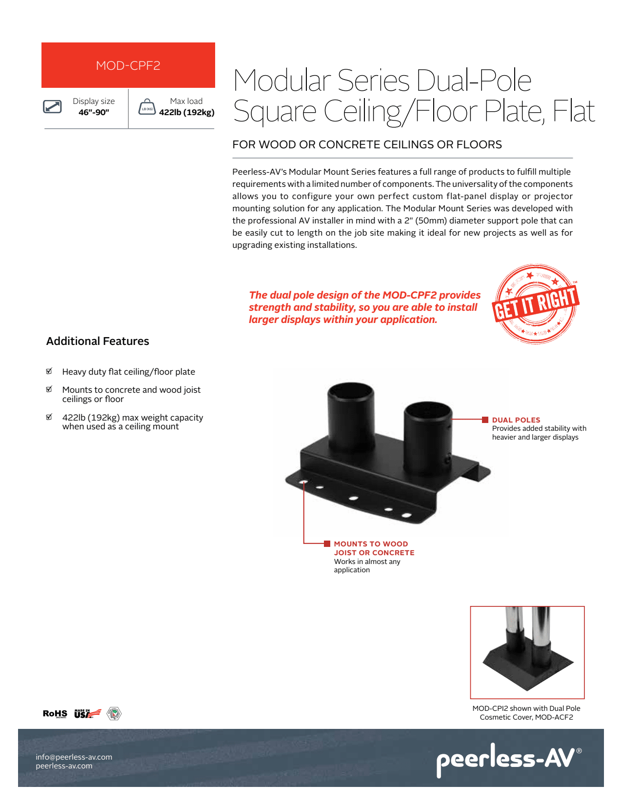 Sidev - Support plafond-sol pour doubl