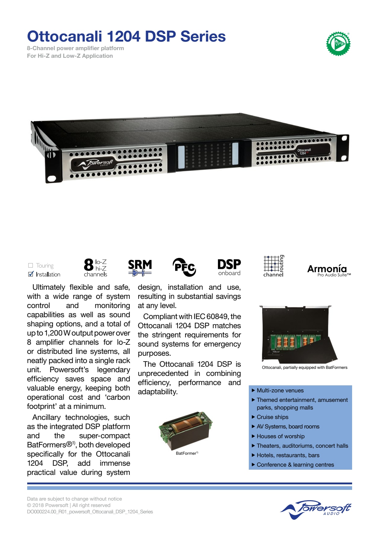 Sidev - Amplificateur DSP Dante 8x1500