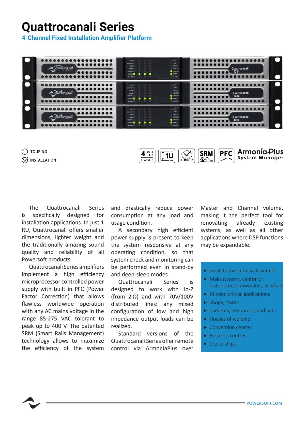 Sidev - Amplificateur 4x300W@4Ohms - 4