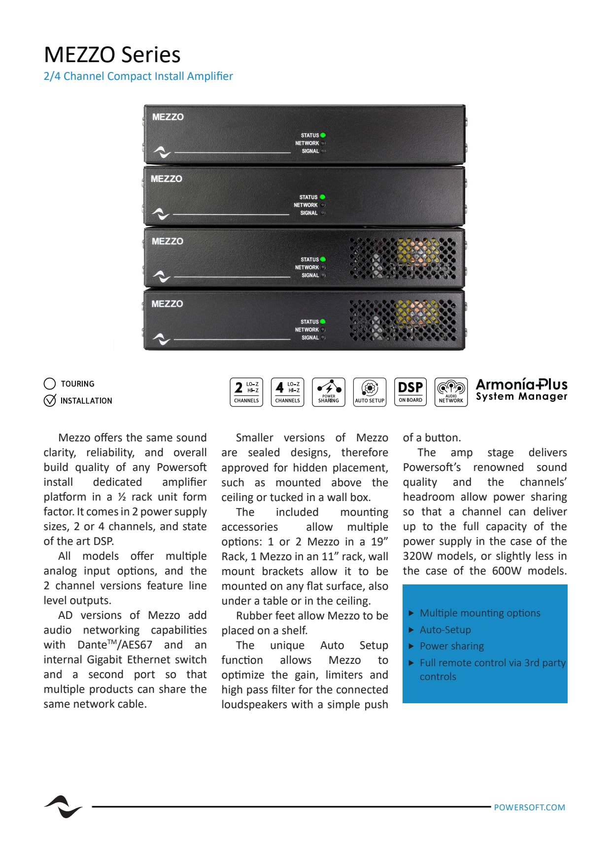 Sidev - Amplificateur 4x150W@4Ohms- 4x