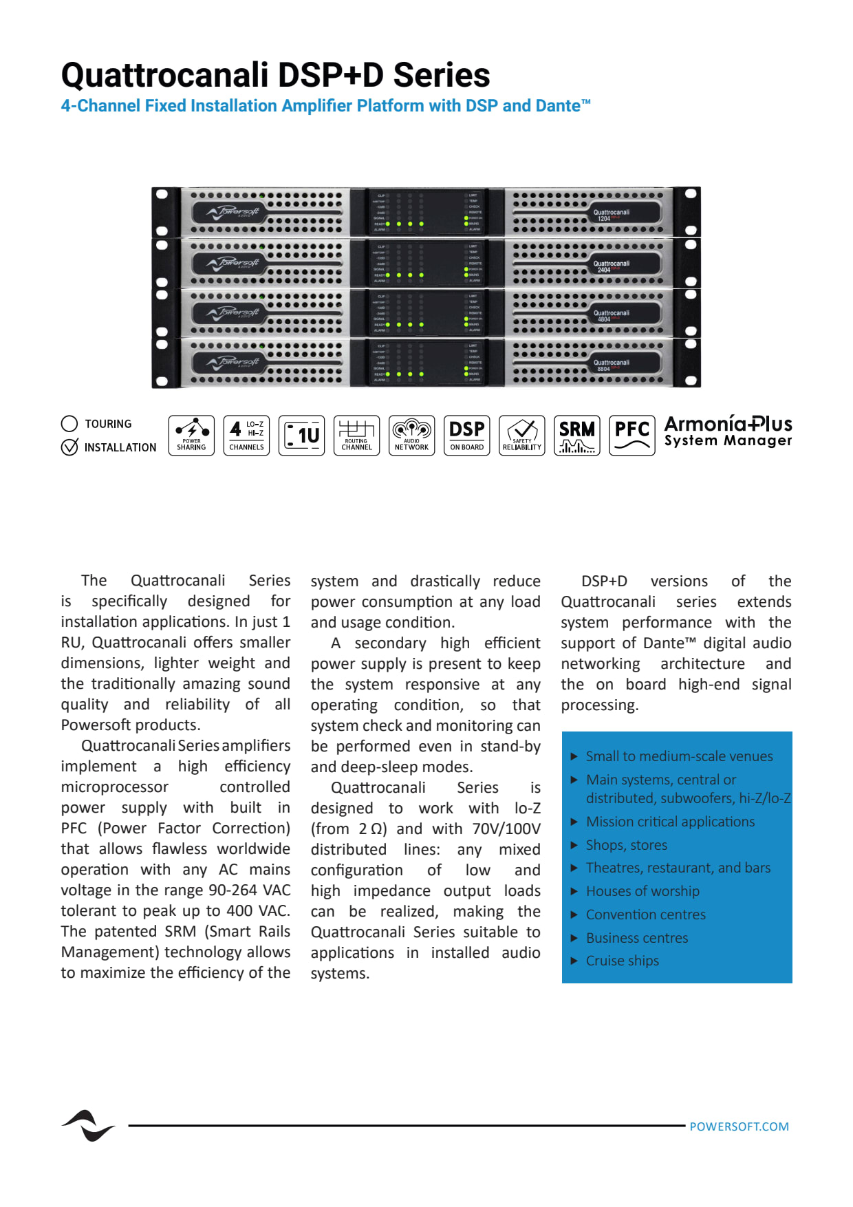 Sidev - Amplificateur DSP Dante 4x2400
