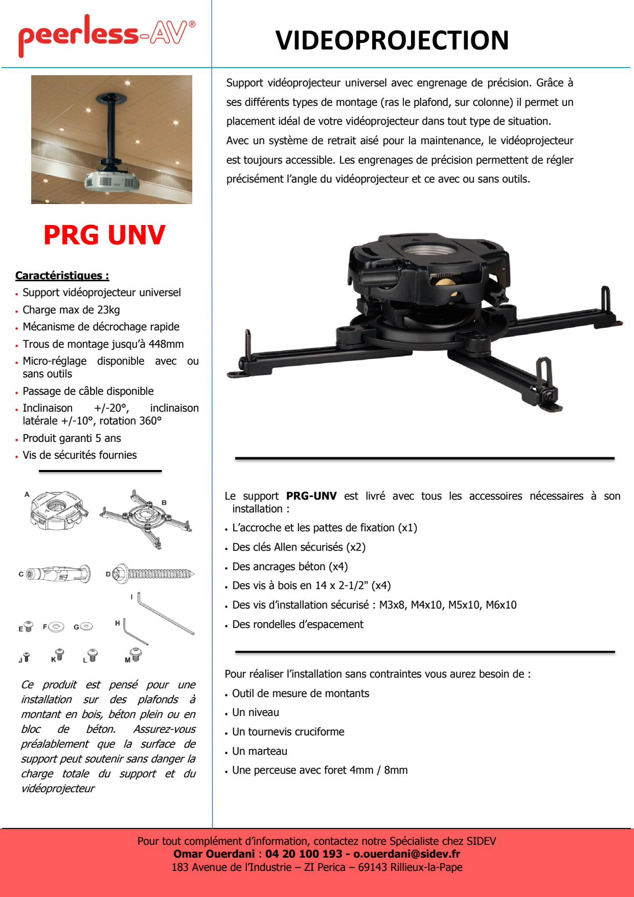 Sidev - Support pour video proj