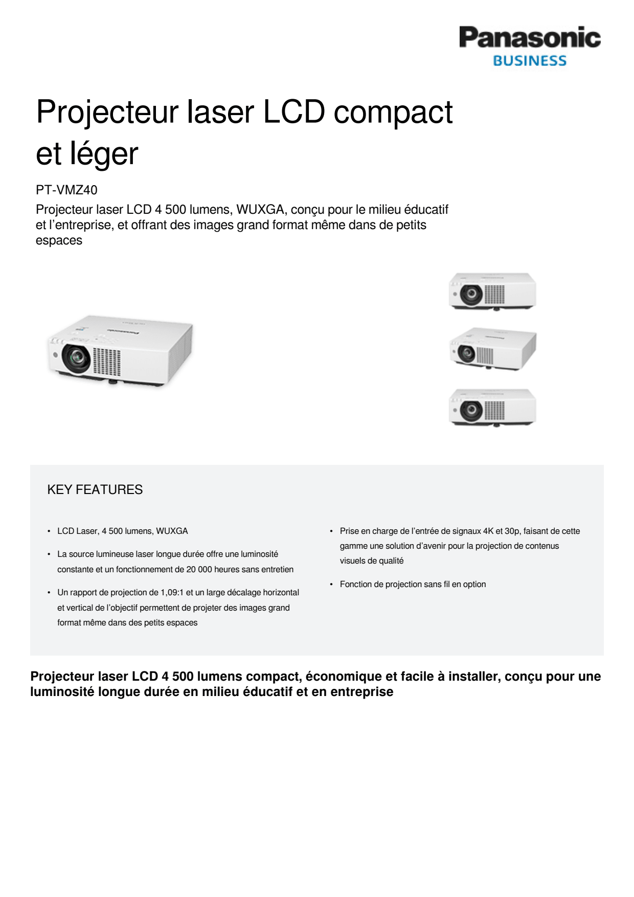 Sidev - Projecteur laser LCD 4 500 lum