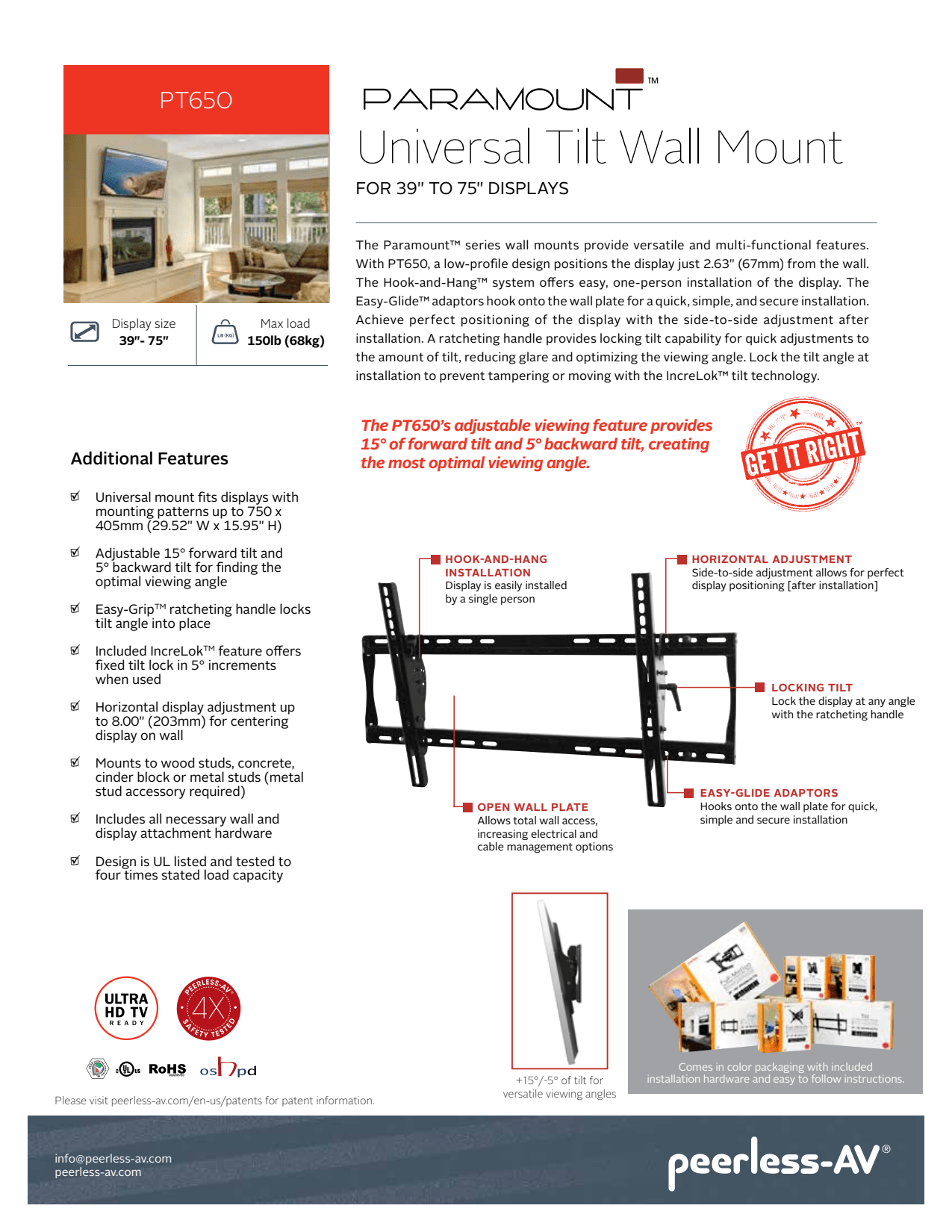 Sidev - Support mural inclinable gamme
