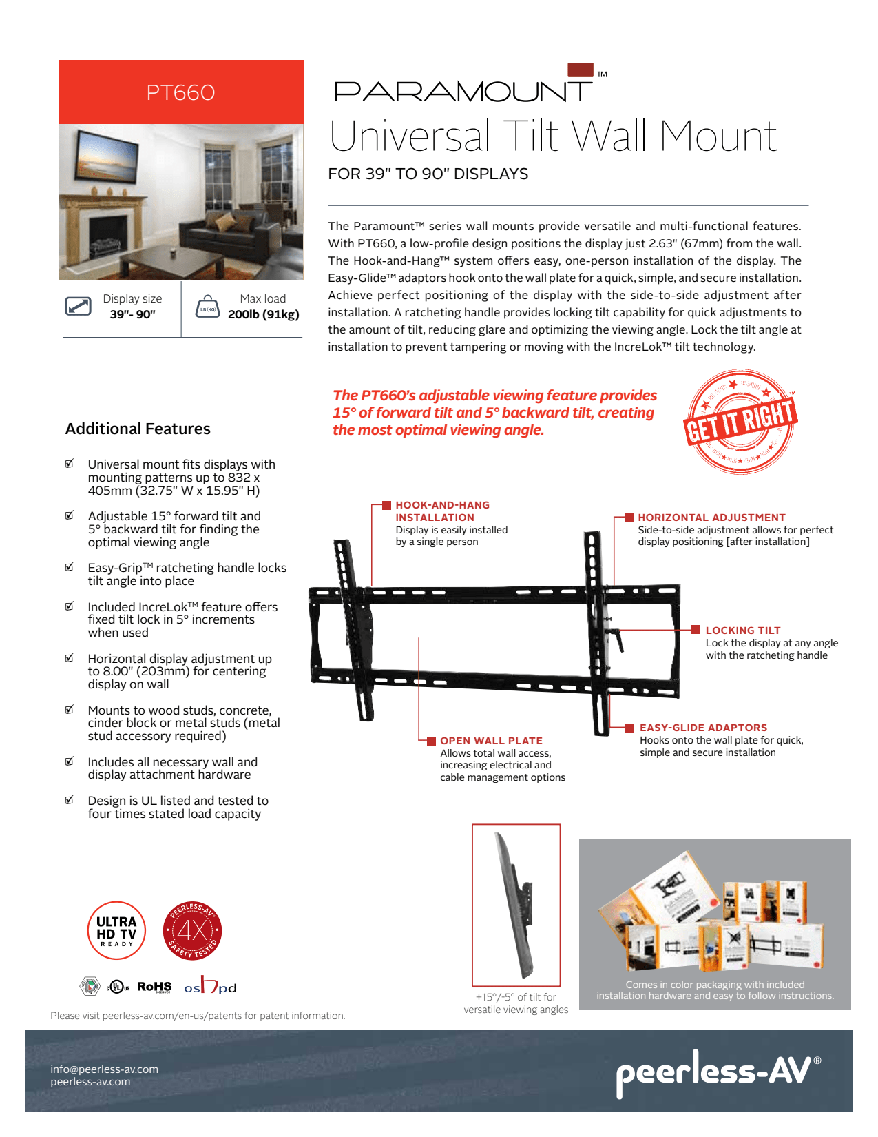 Sidev - Support LFD mural inclinable V