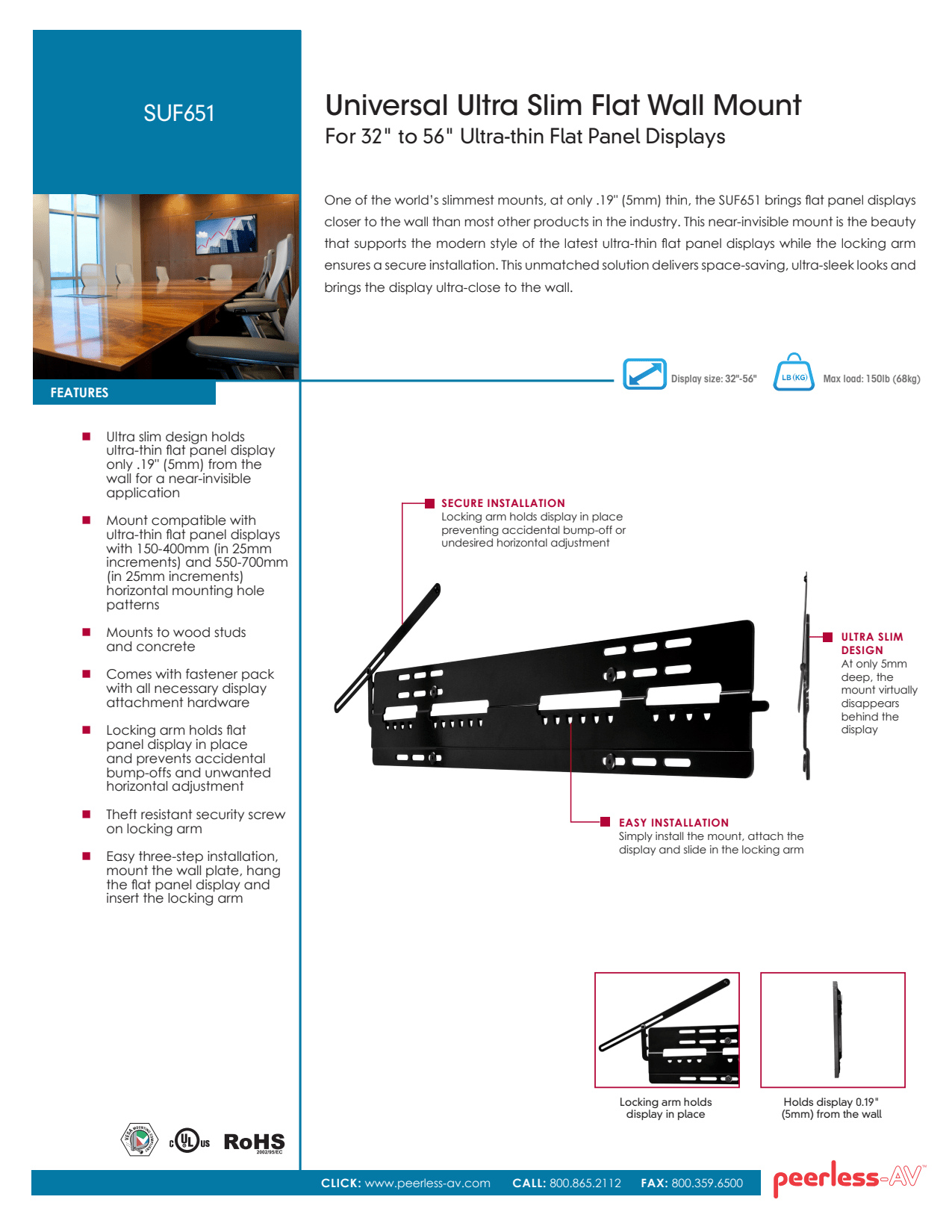 Sidev - Support mural plat pour grand