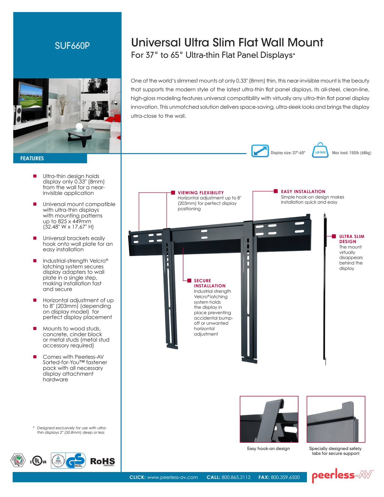 Sidev - Support mural plat pour e