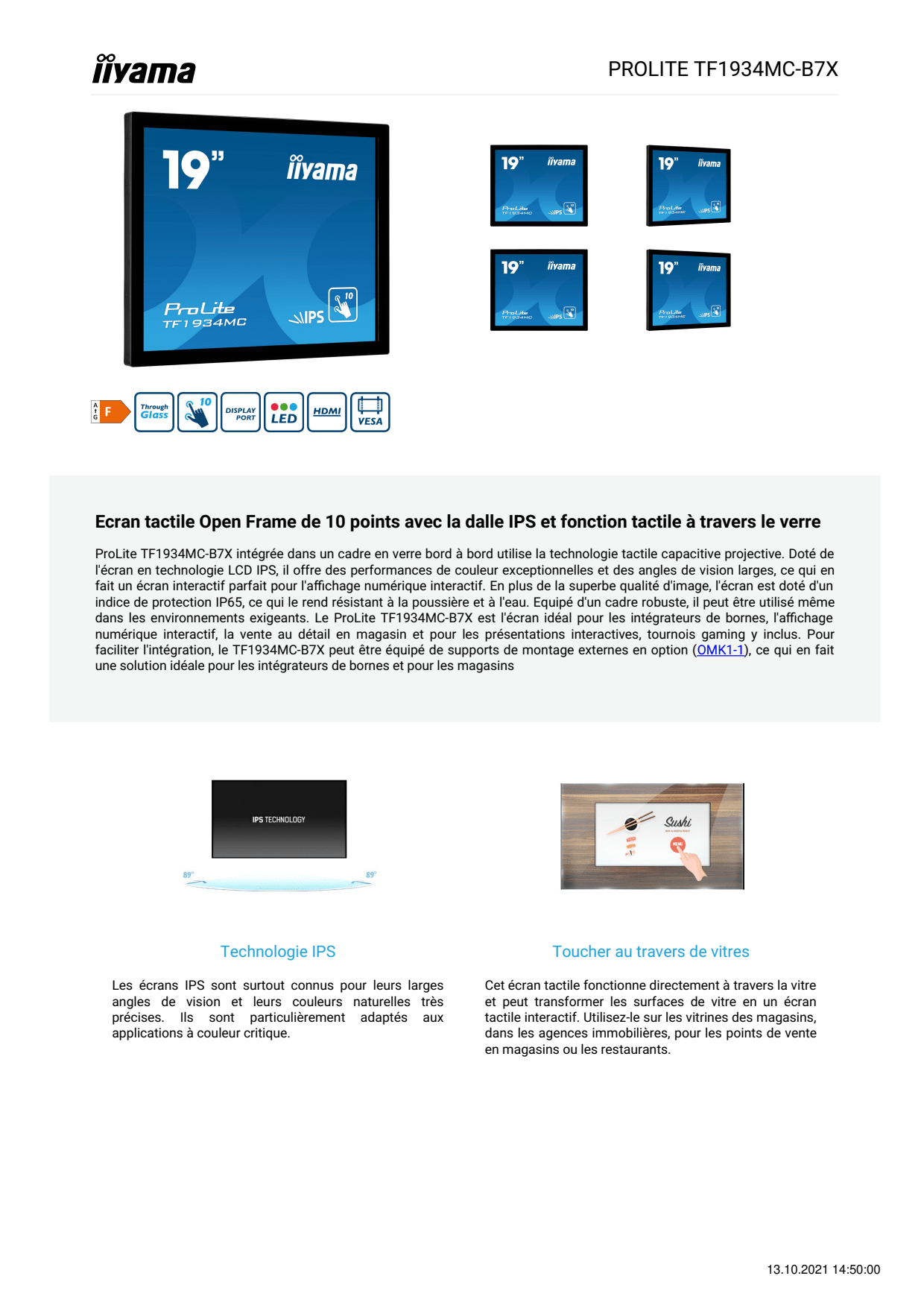Sidev - Ecran tactile Open Frame de 10