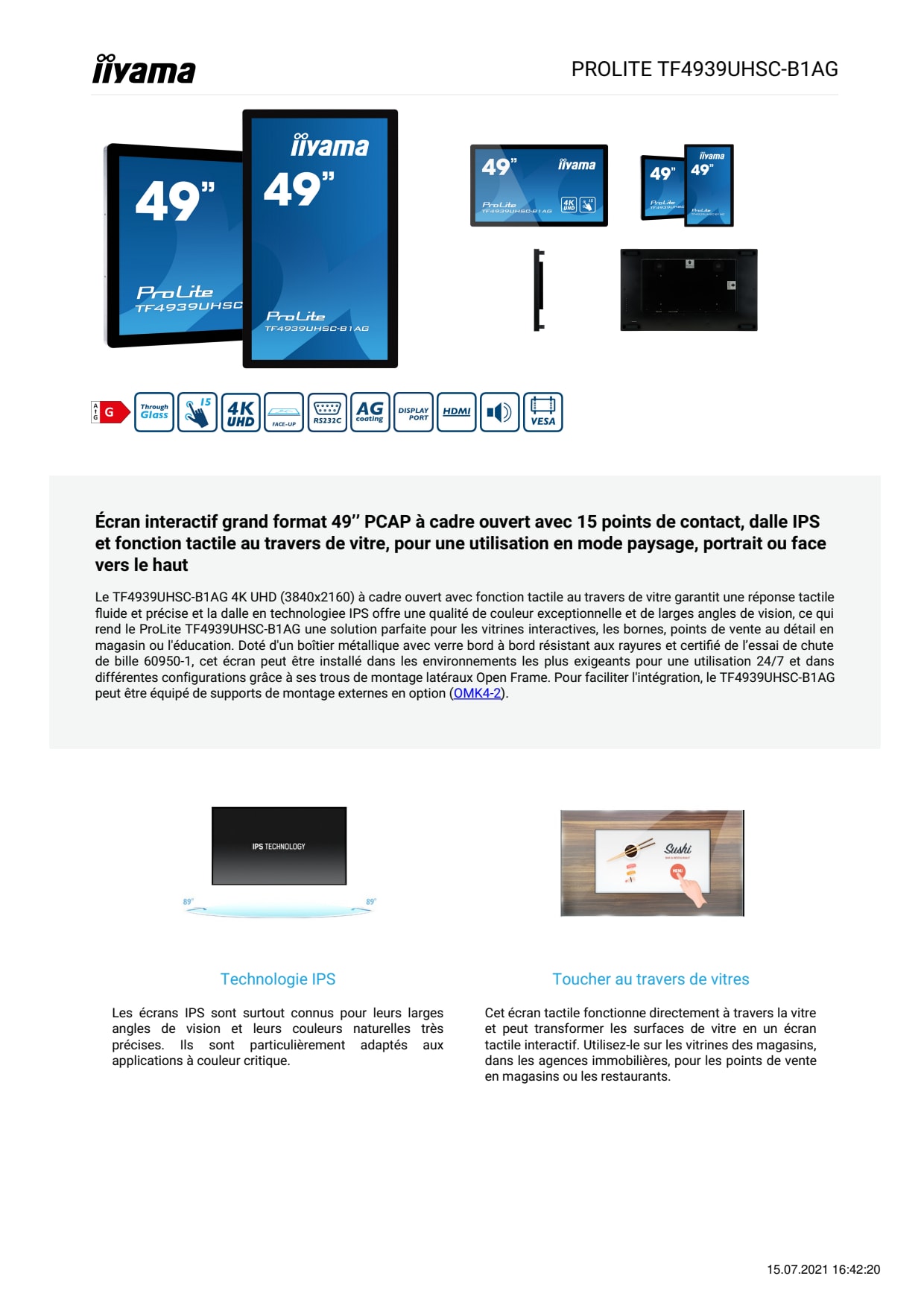 Sidev - Ecran tactile IIYAMA 49'e