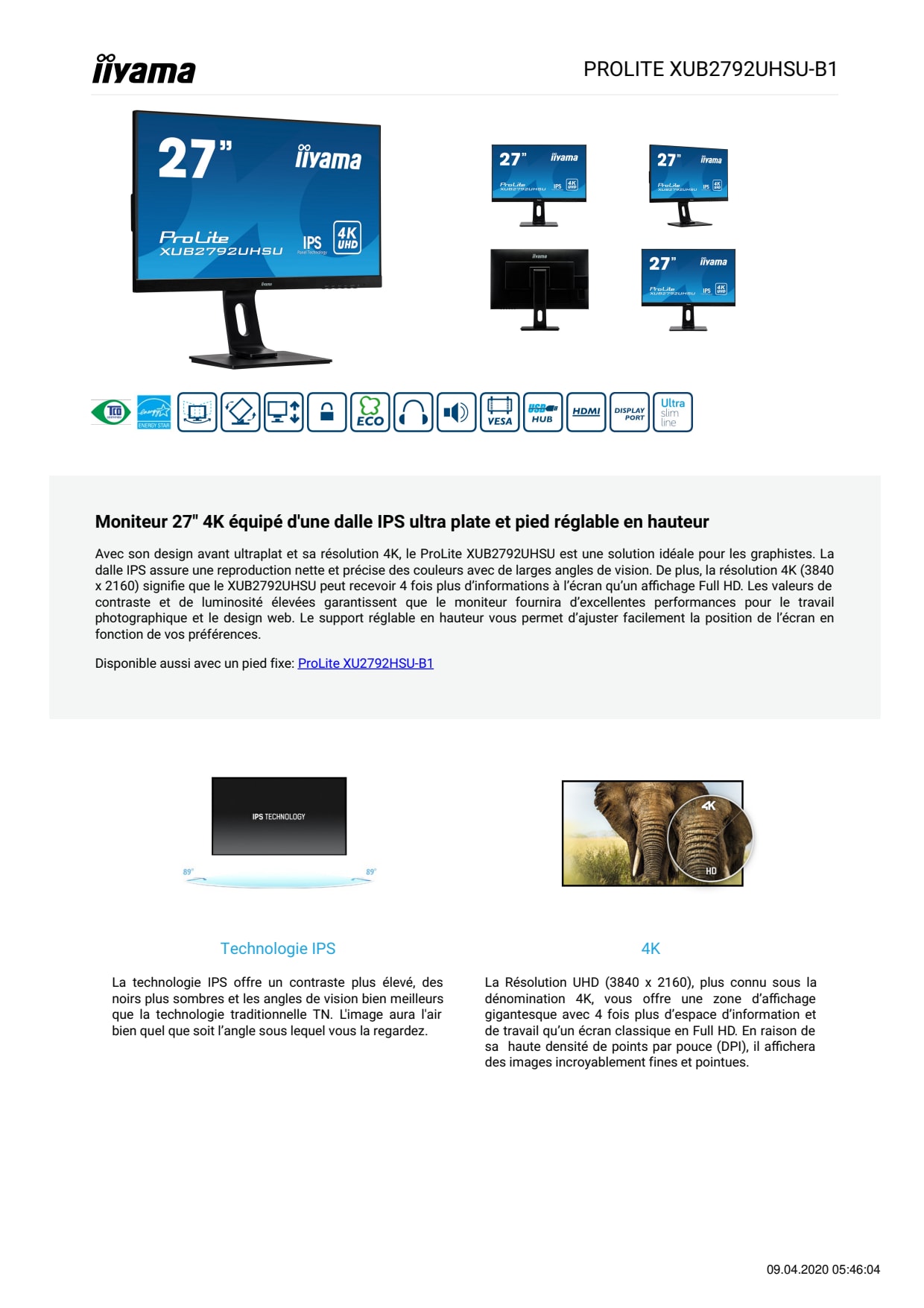 Sidev - Moniteur 27 4K eq