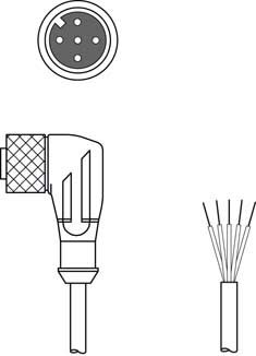 Leuze Electronic - CB-M12-10000S-5WF Connexion 1: Connecteur rond, M12, Coudé, Prise femelle, Codag
