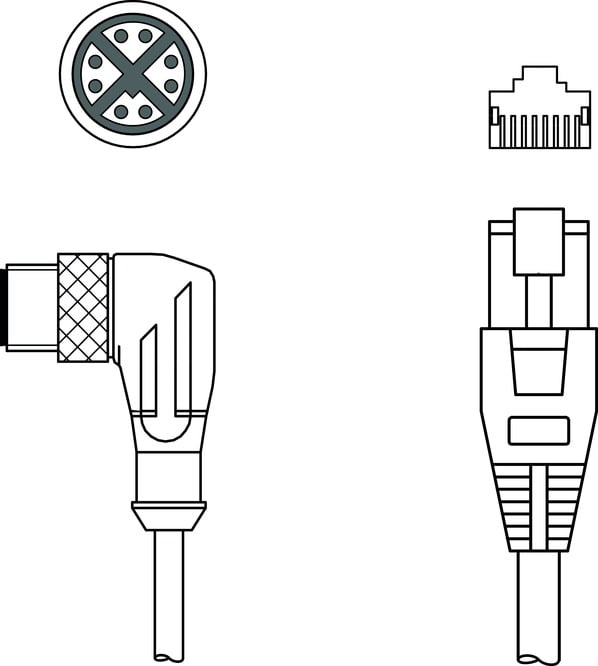 Leuze Electronic - KSS GB-M12-8W-RJ45-A-P7-050 Adapté pour interface: Ethernet Connexion 1: Connect